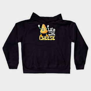 Life Is Better With Cheese Funny Mascot Kids Hoodie